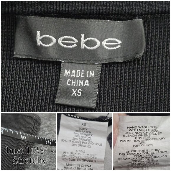 Bebe Floral Halter Top | Black & White Coquette Cottagecore Stretch XS Summer - Picture 9 of 14